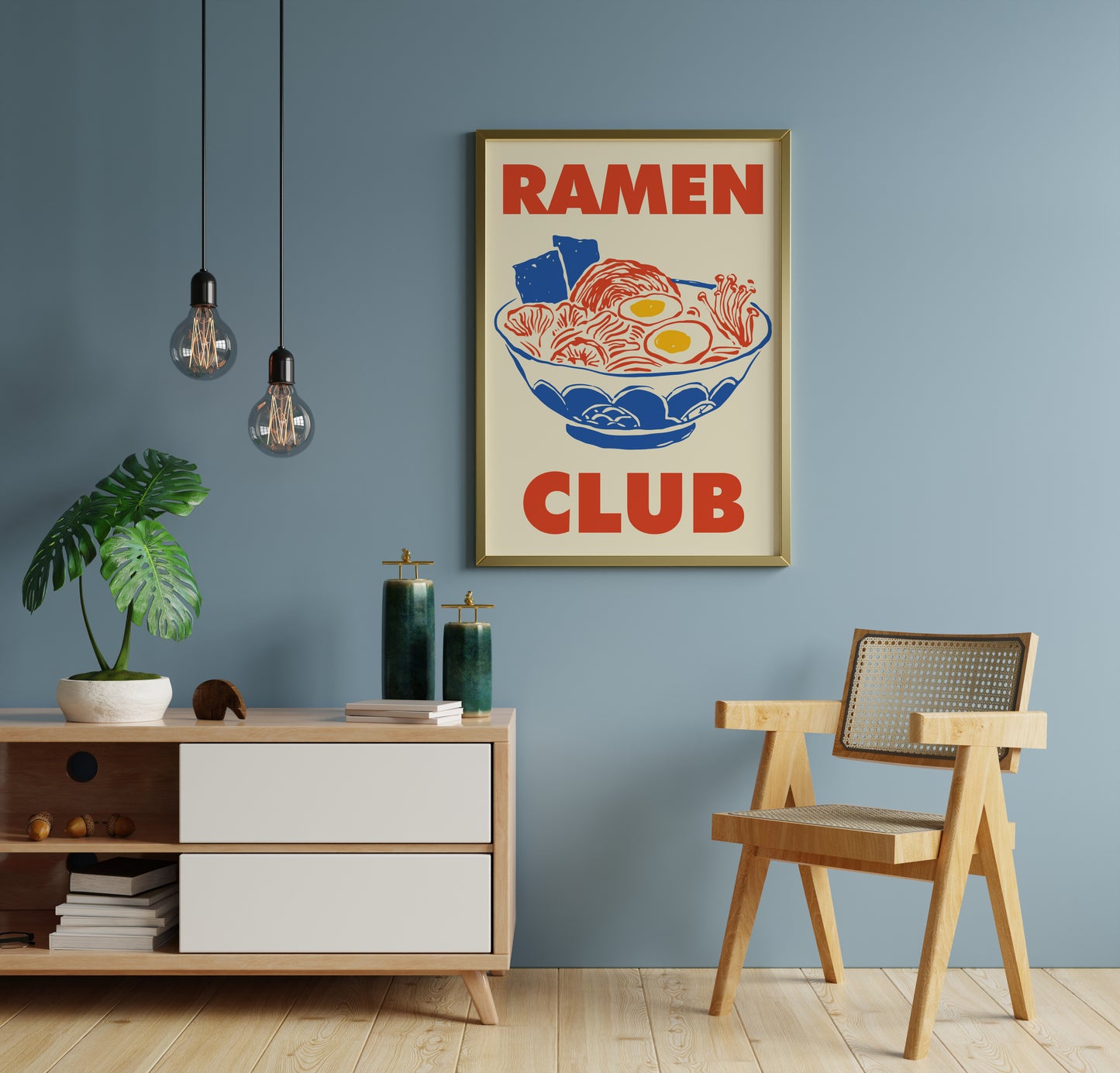 Japanese Food Poster Print – Ramen Club Illustration Wall Art for Kitchen Dining Home Decor