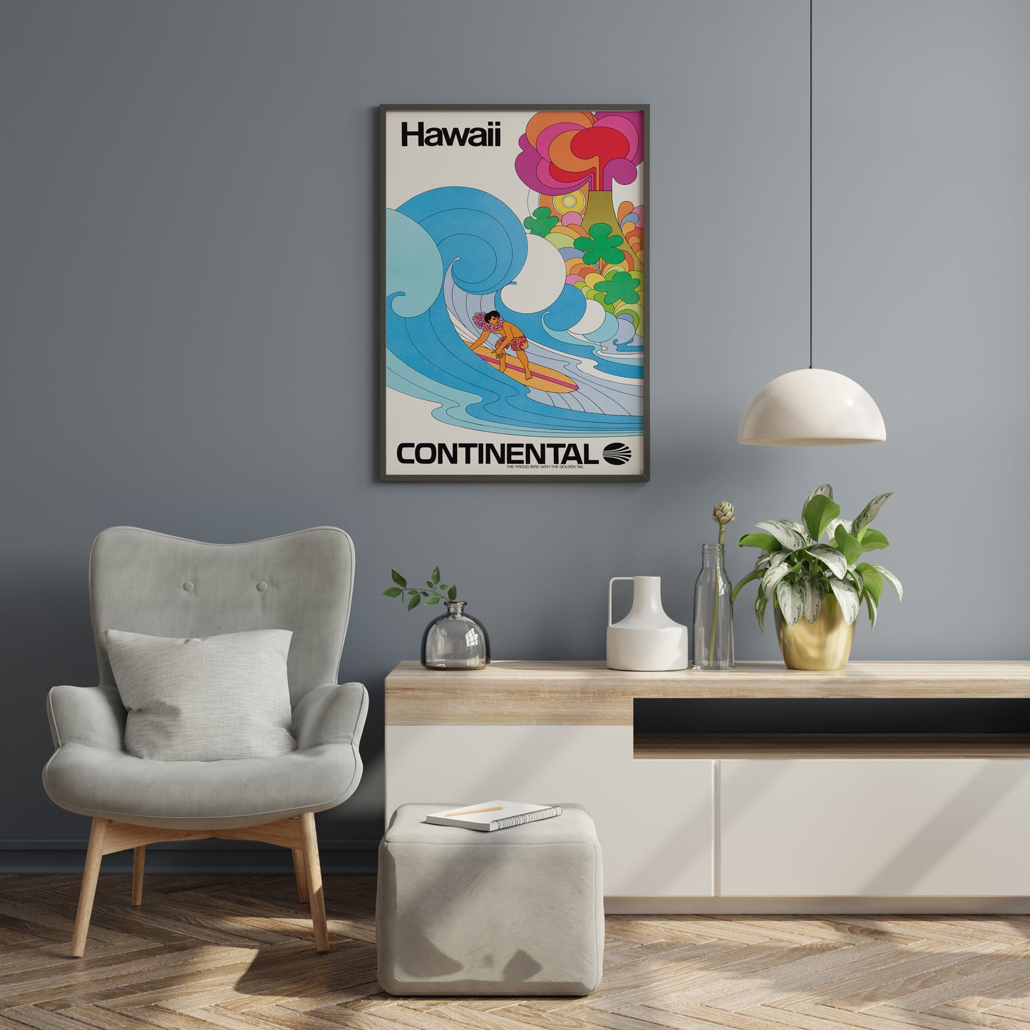Hawaii Surf Travel Poster – Vintage Airline Inspired Wall Art Print