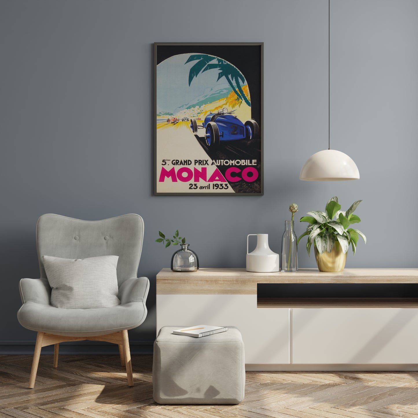 Vintage Monaco Grand Prix Inspired Poster Print – Classic Motorsport Wall Art for Office, Living Room & Home Decor