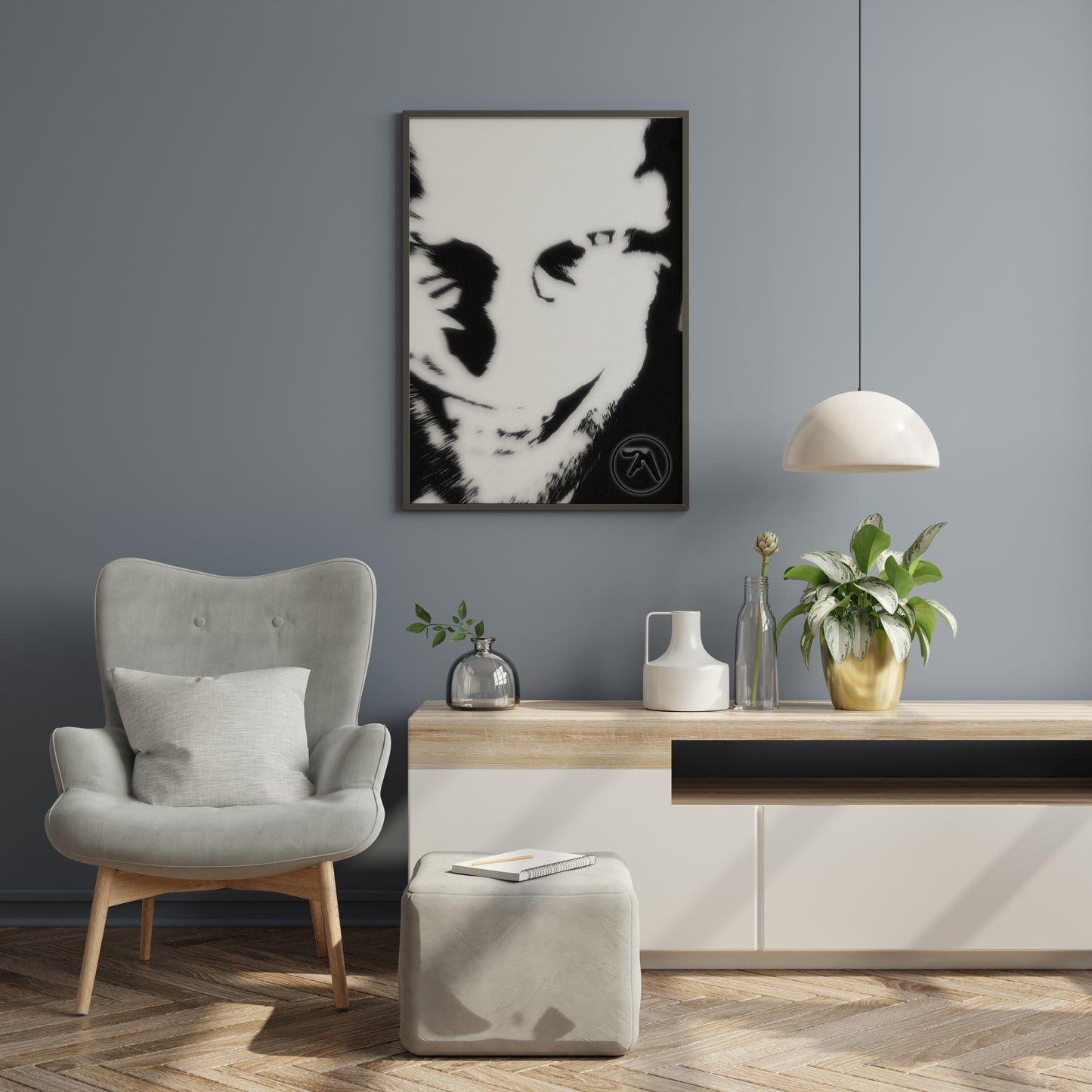 Electronic Music Album Cover Style Poster Print – Dark Portrait Wall Art for Modern Interiors