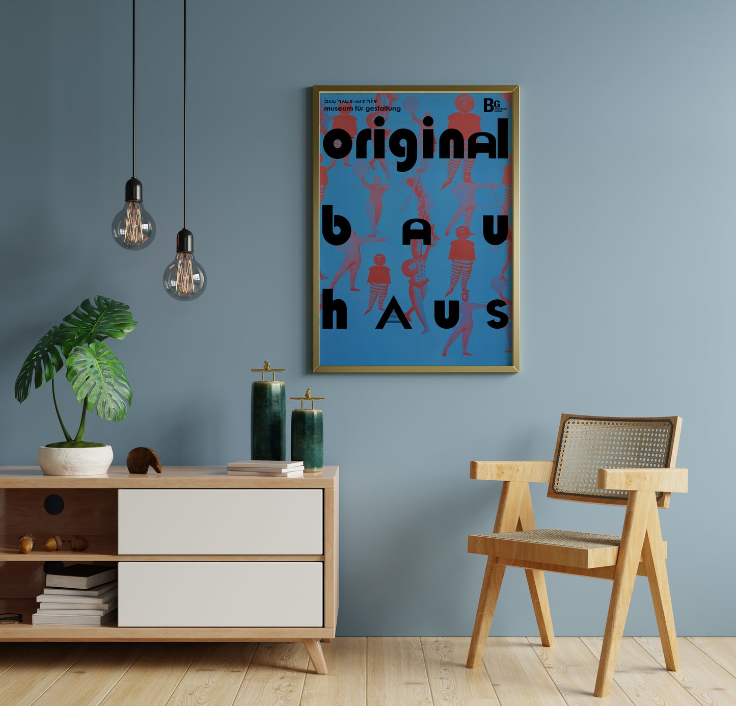 Bauhaus Ballet Poster – Mid Century Modern Wall Art Print in Navy Blue