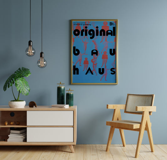 Bauhaus Ballet Print: Navy Blue Mid-Century Modern Wall Art