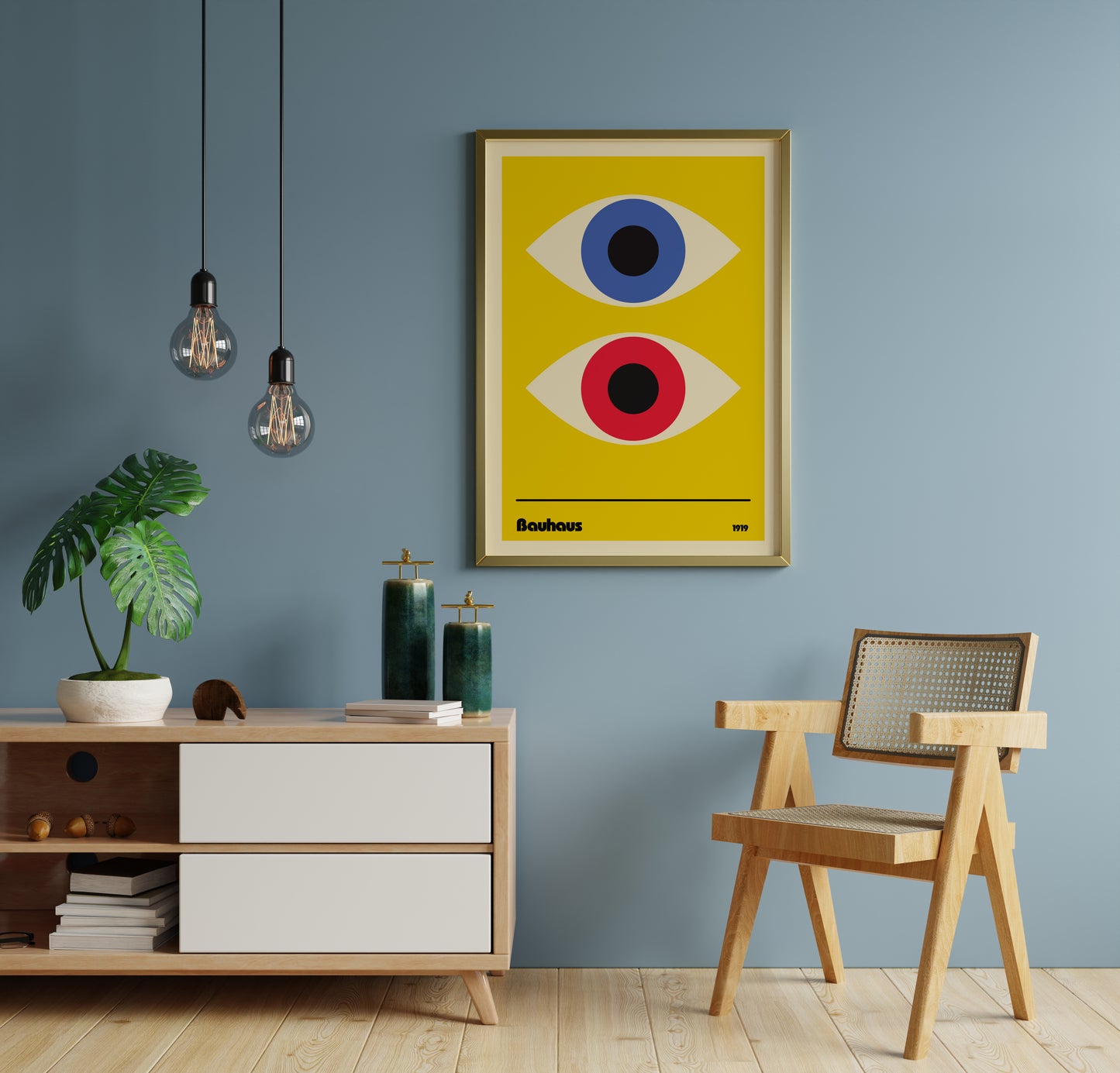Bauhaus Eye Poster Print Modern Abstract Wall Art Minimal Geometric Design Poster for Contemporary Interior Decor