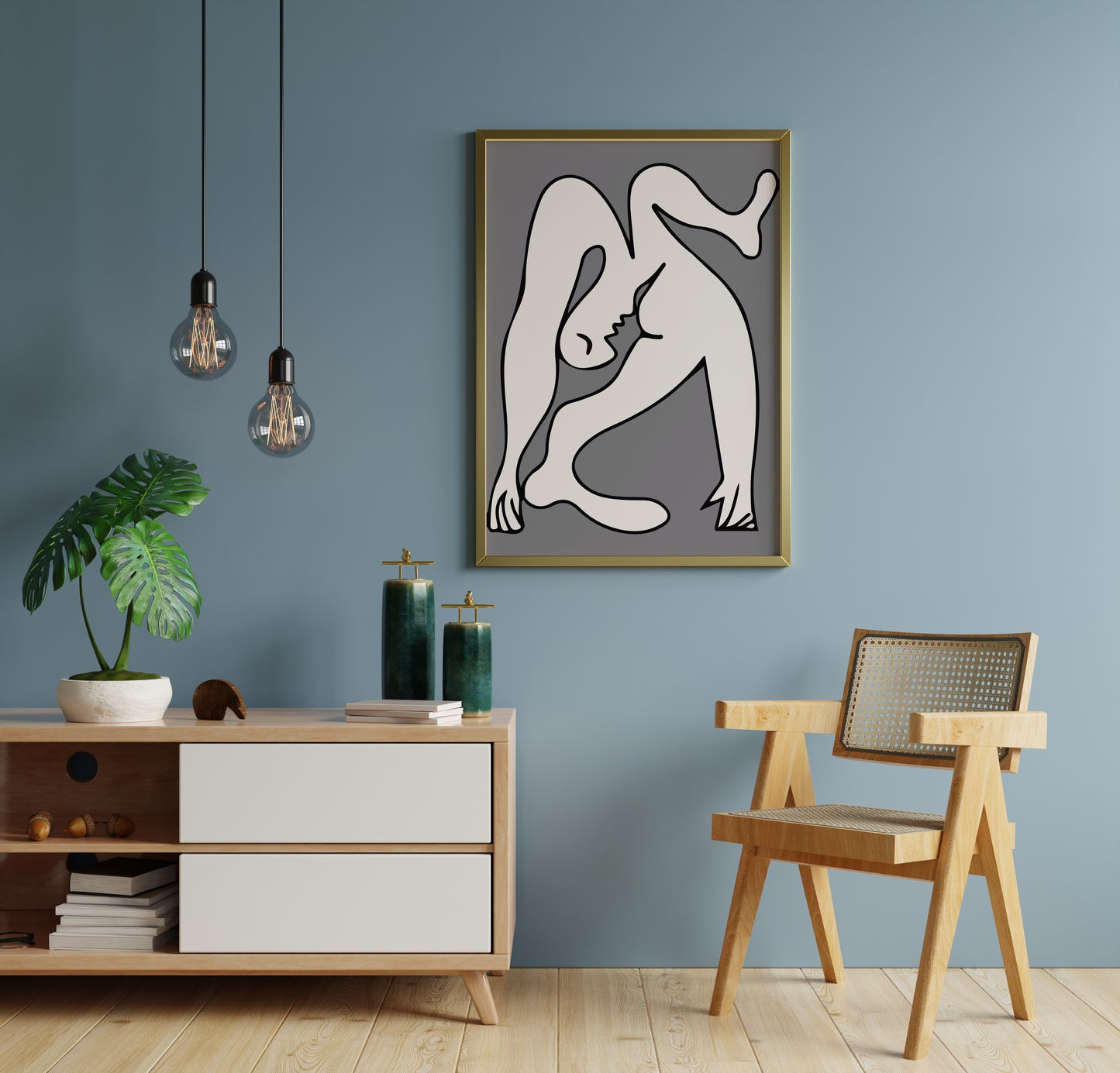 Cubist Acrobat Figure Wall Art – Modern Abstract Line Art Print (Picasso-Inspired)