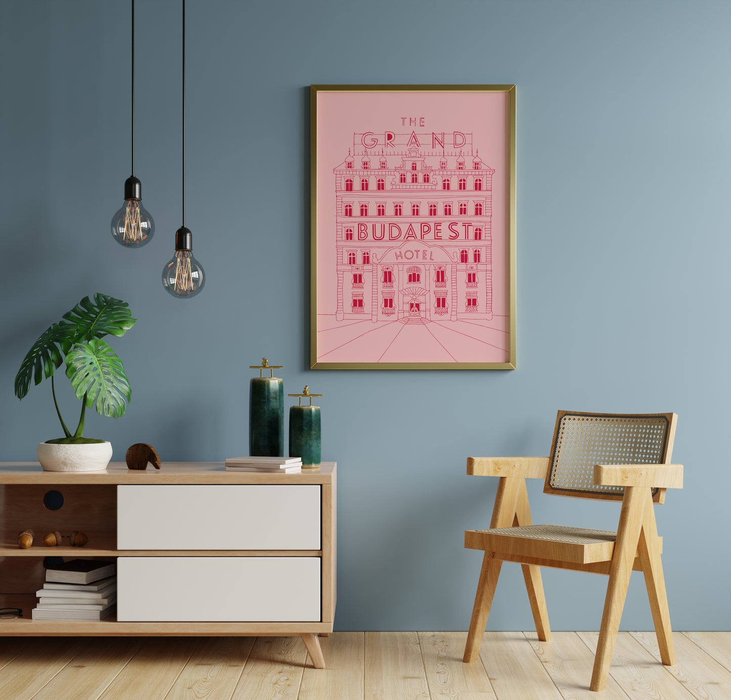 The Grand Budapest Hotel Poster – Pink Architectural Movie Wall Art Print