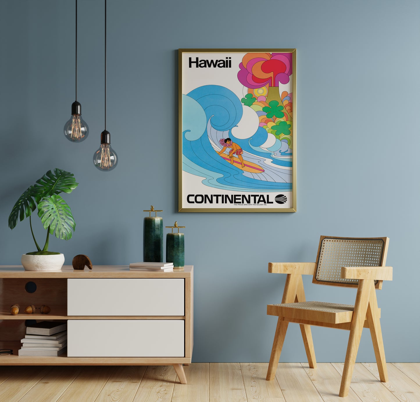 Hawaii Surf Travel Poster – Vintage Airline Inspired Wall Art Print