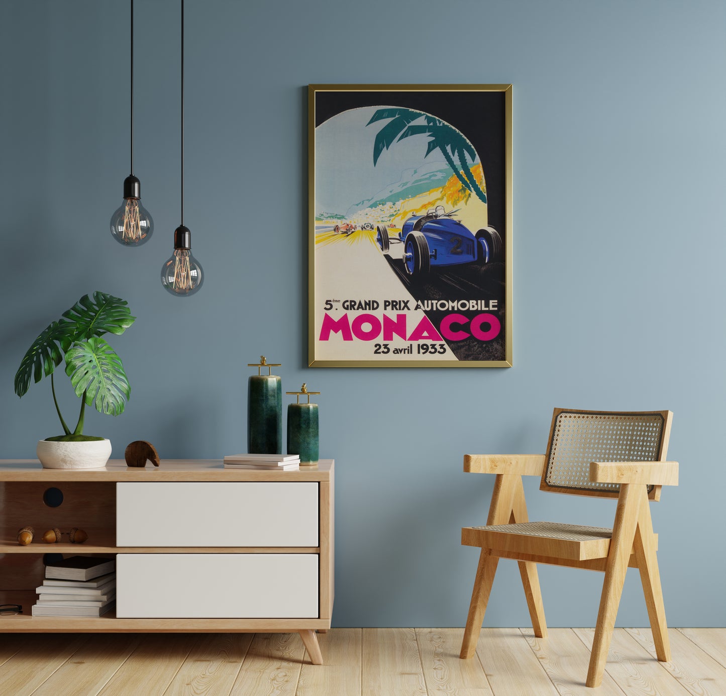 Vintage Monaco Grand Prix Inspired Poster Print – Classic Motorsport Wall Art for Office, Living Room & Home Decor
