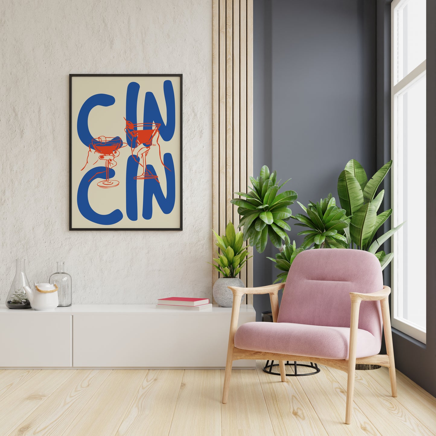 Cin Cin Cocktail Poster – Modern Wine & Aperitivo Wall Art Print
