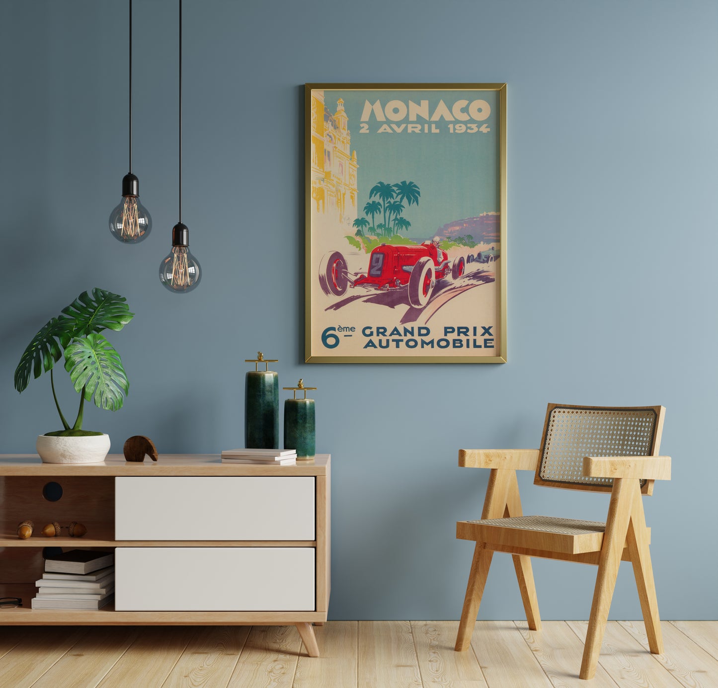 Monaco Grand Prix 1934 Vintage Racing Poster – Classic Automobile Wall Art Print