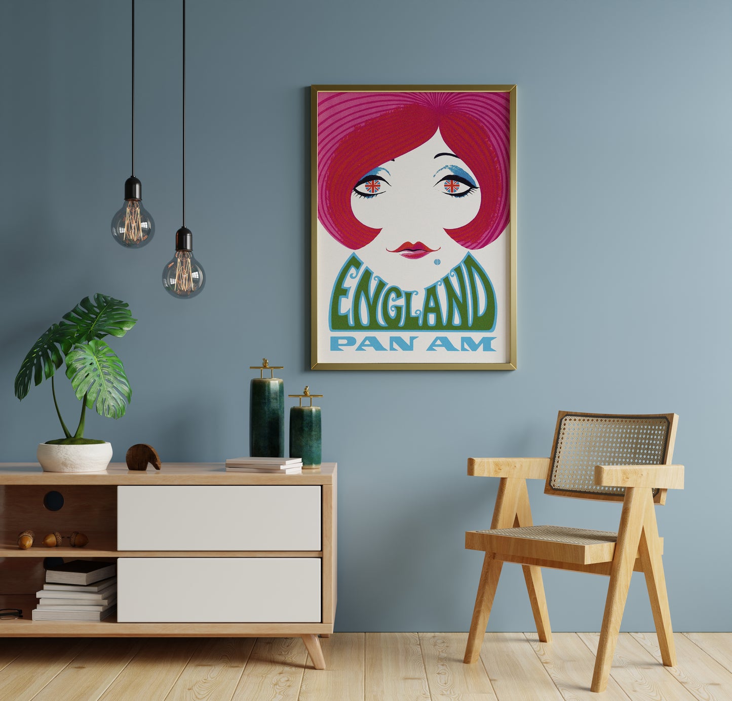 Vintage Aviation Travel Poster – England Airline Retro Wall Art Print