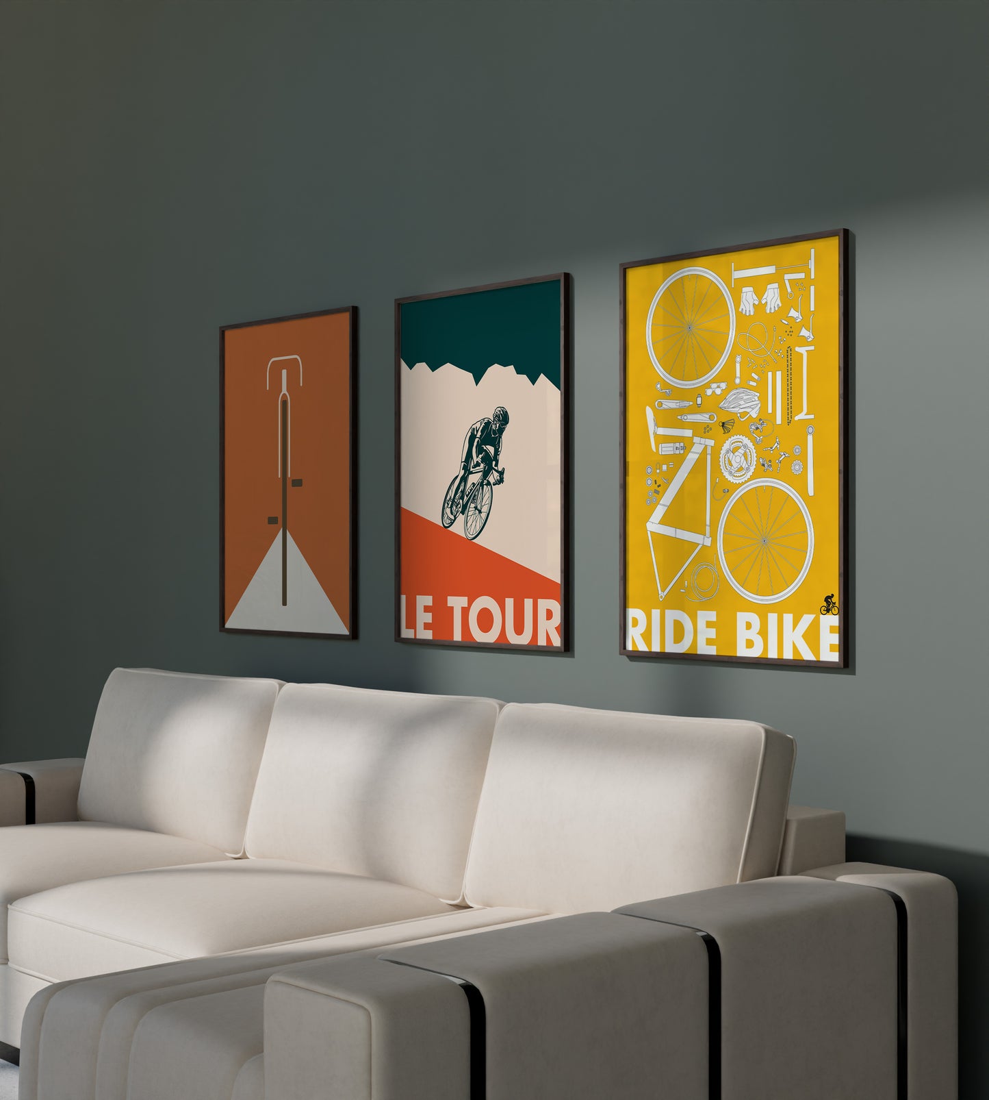 Minimalist Cycling Poster Set Retro Bike Wall Art Prints