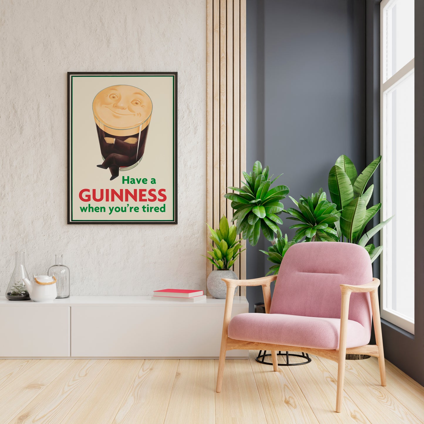 Vintage Beer Poster Print – Guinness Inspired Advertising Wall Art for Home Bar Kitchen Decor