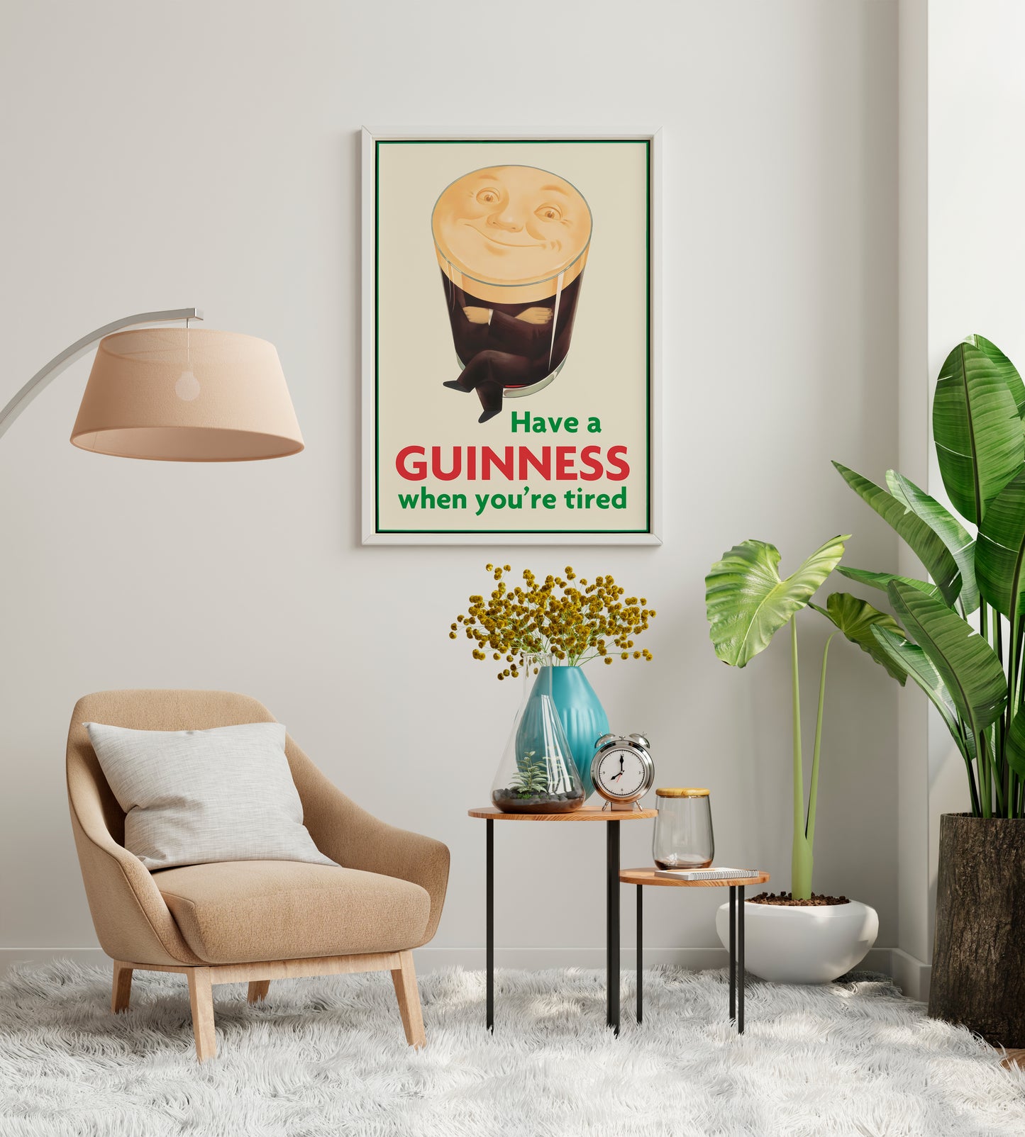 Vintage Beer Poster Print – Guinness Inspired Advertising Wall Art for Home Bar Kitchen Decor