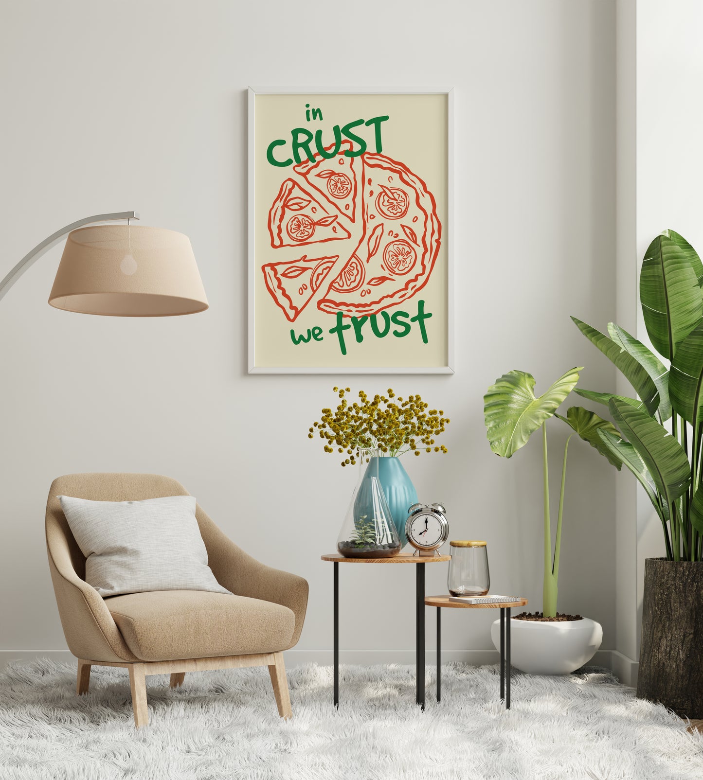In Crust We Trust Pizza Poster – Food Quote Wall Art Print