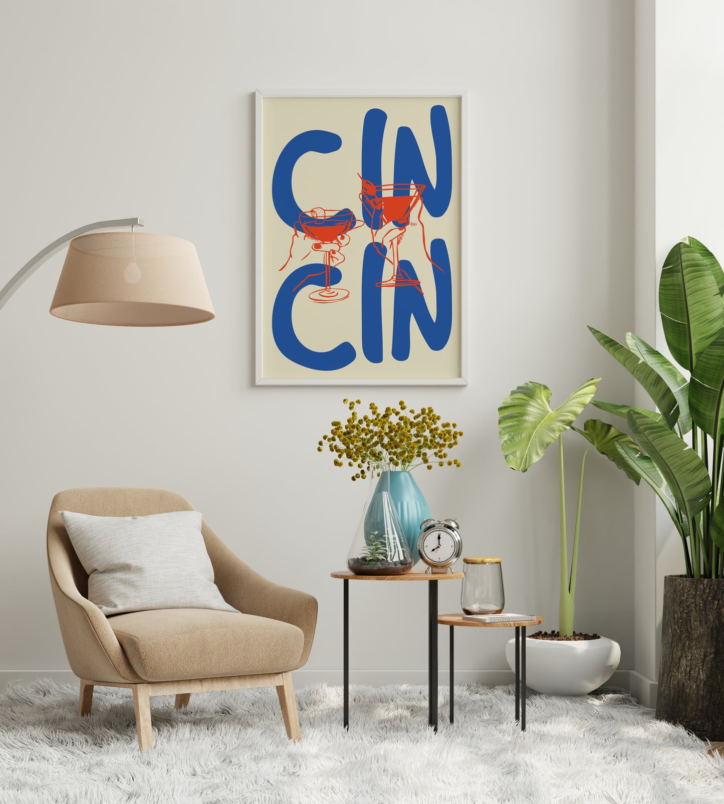 Cin Cin Cocktail Poster – Modern Wine & Aperitivo Wall Art Print