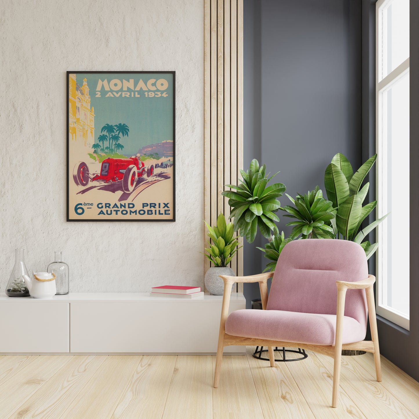 Monaco Grand Prix 1934 Vintage Racing Poster – Classic Automobile Wall Art Print