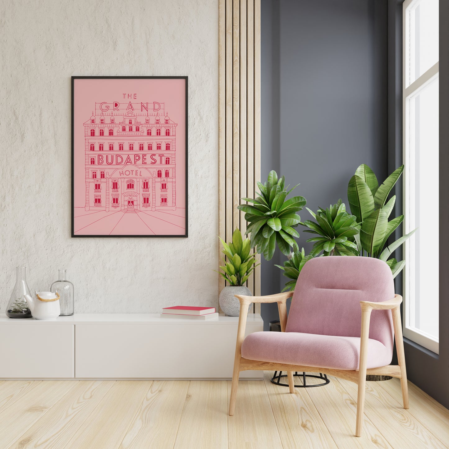 The Grand Budapest Hotel Poster – Pink Architectural Movie Wall Art Print