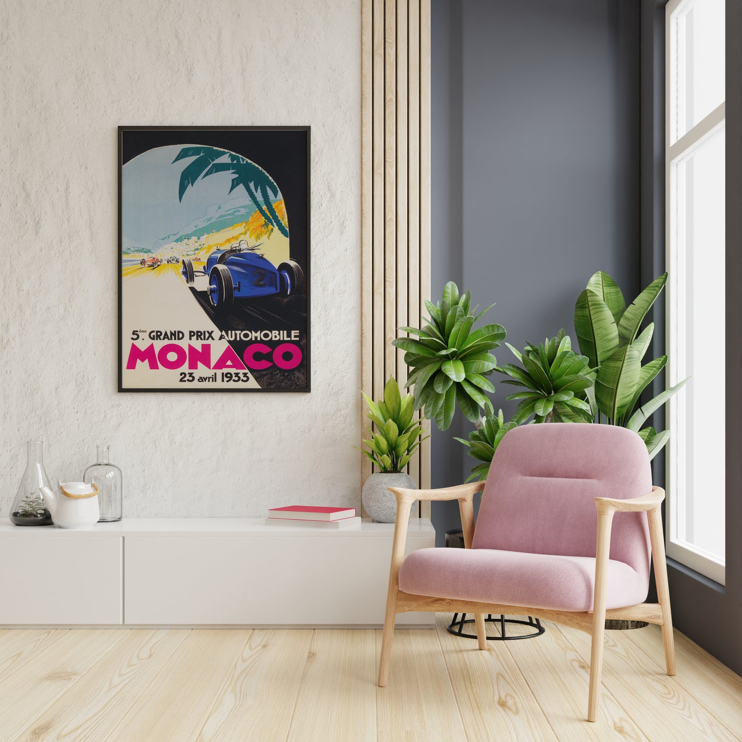 Vintage Monaco Grand Prix Inspired Poster Print – Classic Motorsport Wall Art for Office, Living Room & Home Decor