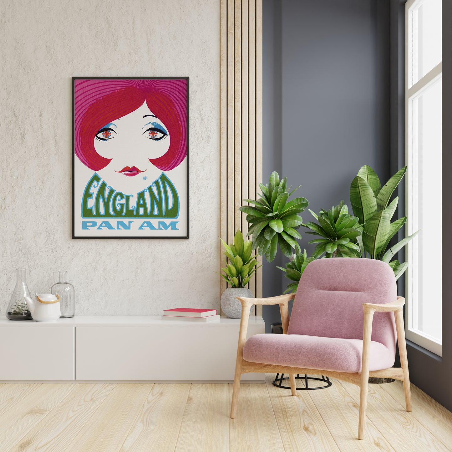 Vintage Aviation Travel Poster – England Airline Retro Wall Art Print