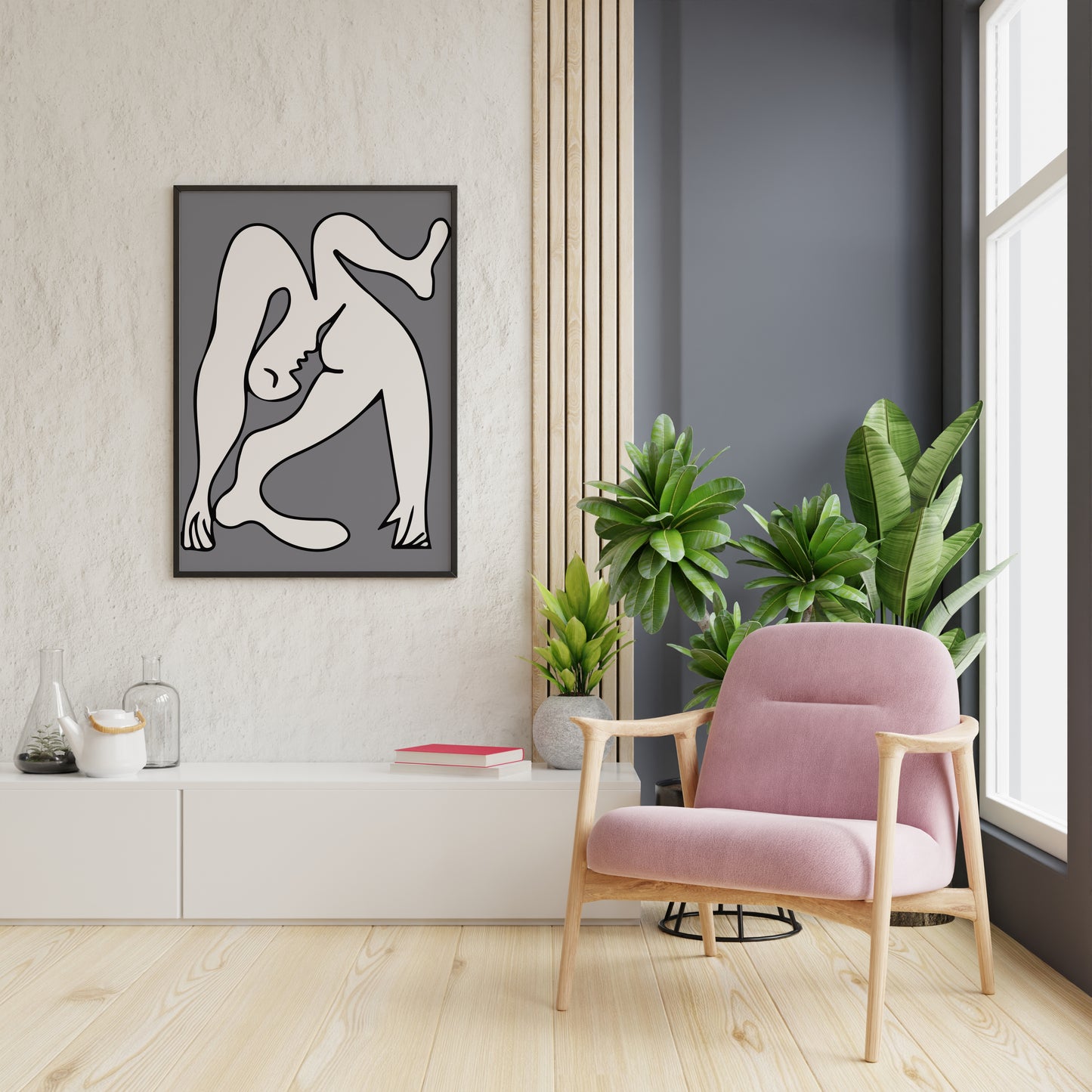 Cubist Acrobat Figure Wall Art – Modern Abstract Line Art Print (Picasso-Inspired)