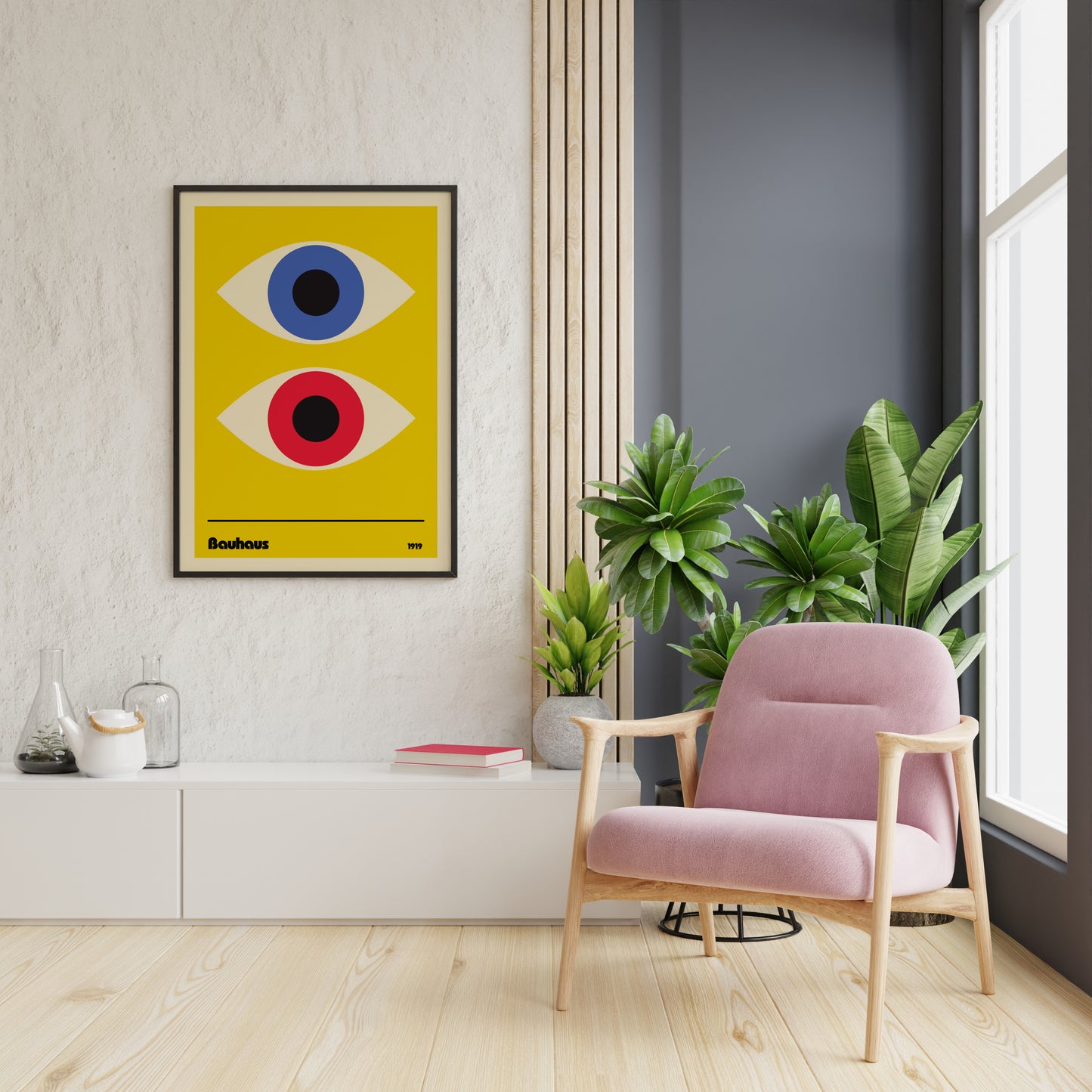 Bauhaus Eye Poster Print Modern Abstract Wall Art Minimal Geometric Design Poster for Contemporary Interior Decor