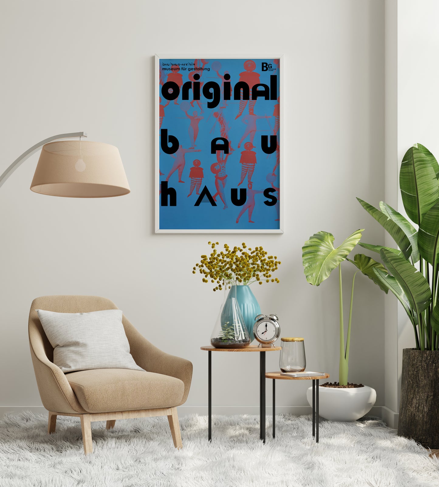 Bauhaus Ballet Poster – Mid Century Modern Wall Art Print in Navy Blue