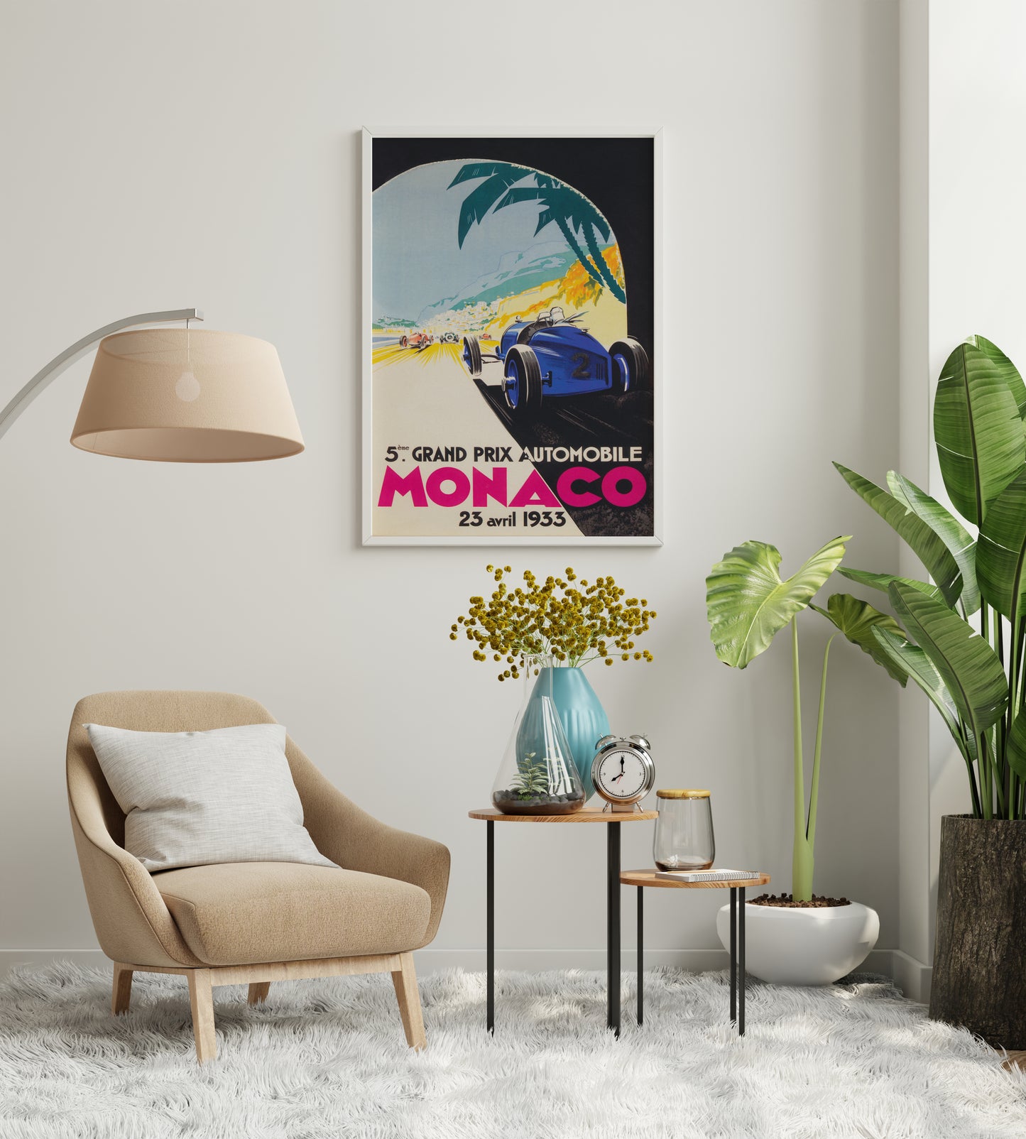 Vintage Monaco Grand Prix Inspired Poster Print – Classic Motorsport Wall Art for Office, Living Room & Home Decor