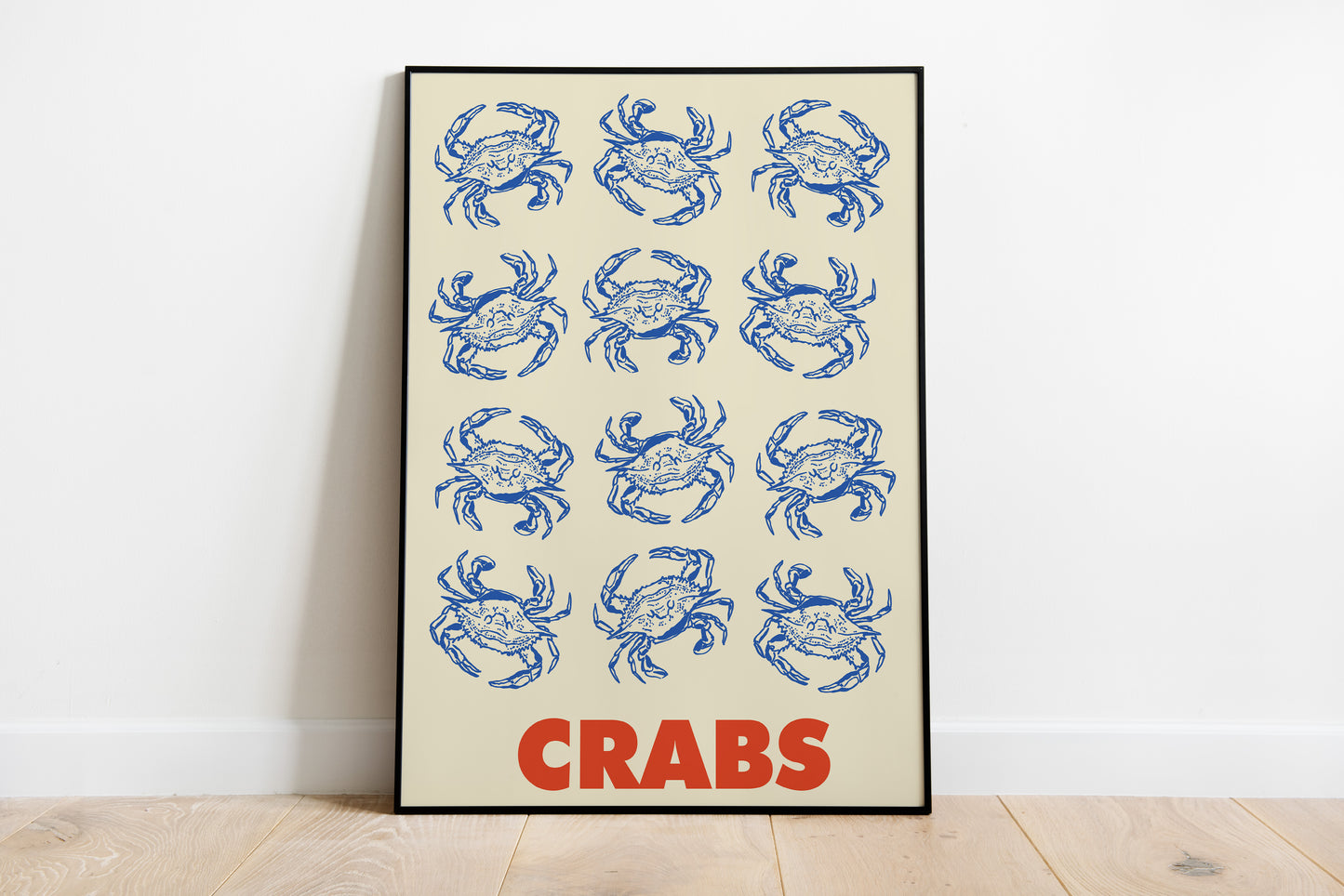 Vintage Seafood Kitchen Poster Set Crabs Sardines Oysters