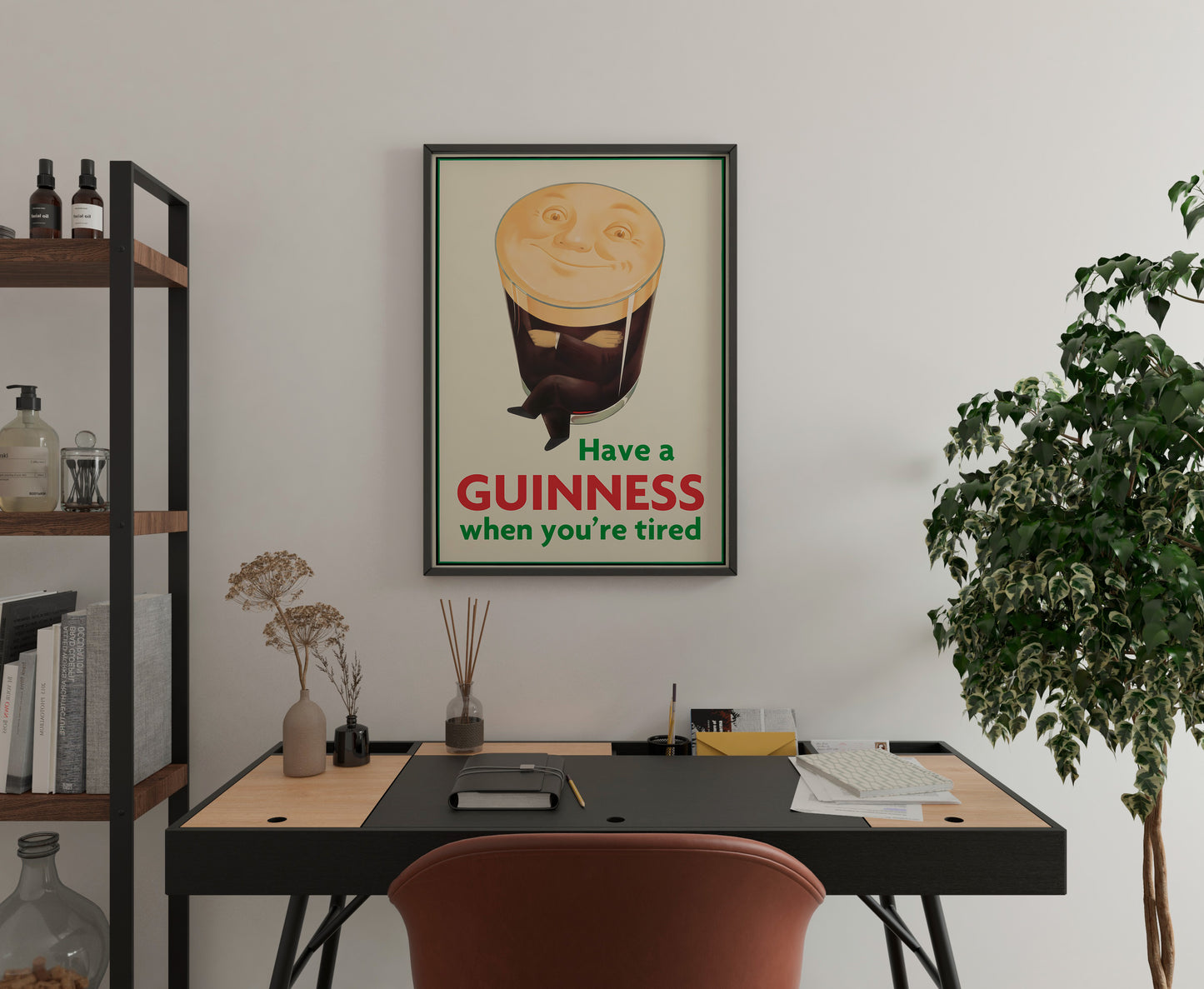 Vintage Beer Poster Print – Guinness Inspired Advertising Wall Art for Home Bar Kitchen Decor