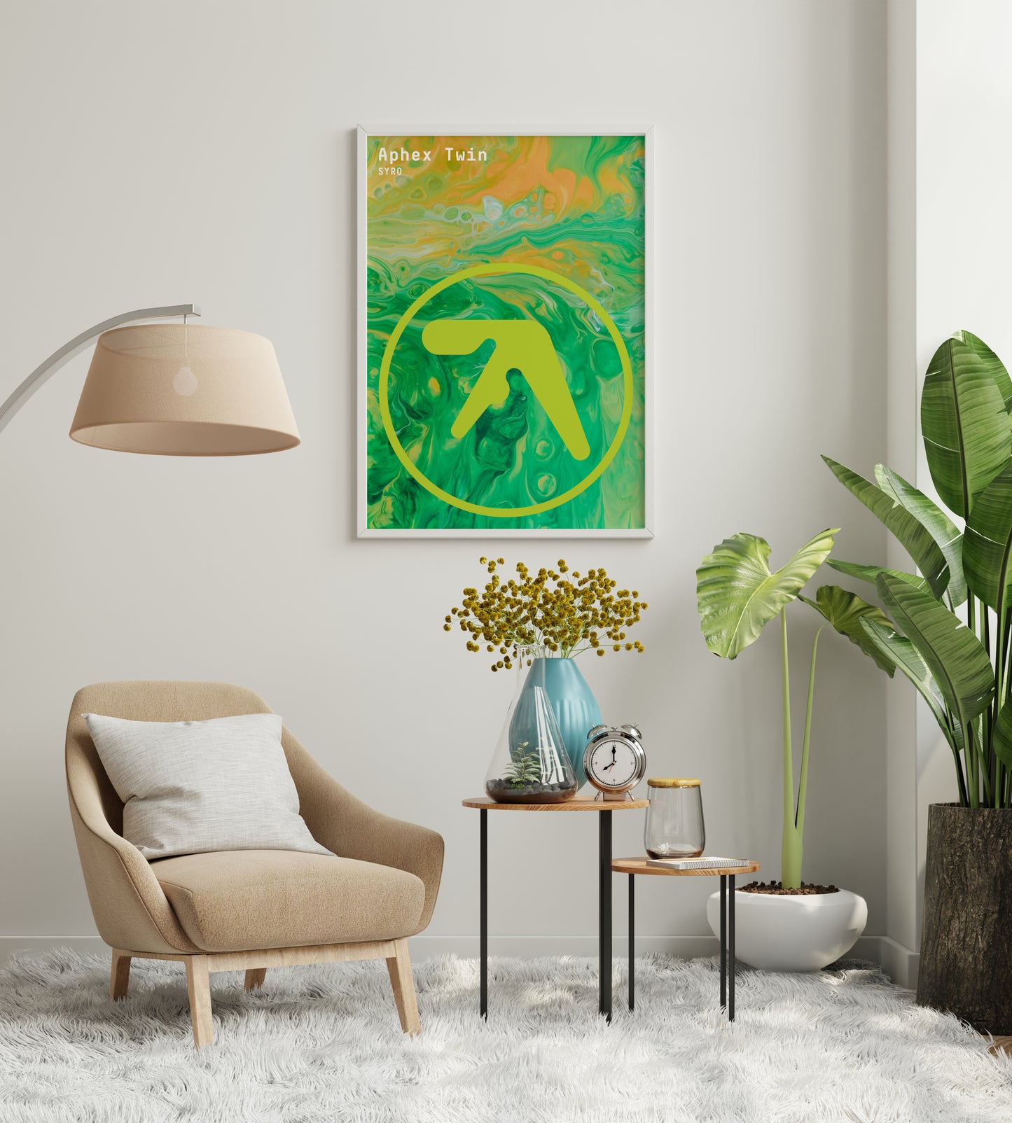 Abstract Electronic Music Poster Print – Green Minimalist Symbol Wall Art for Modern Interiors