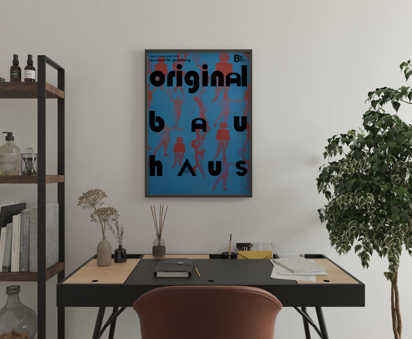 Bauhaus Ballet Poster – Mid Century Modern Wall Art Print in Navy Blue