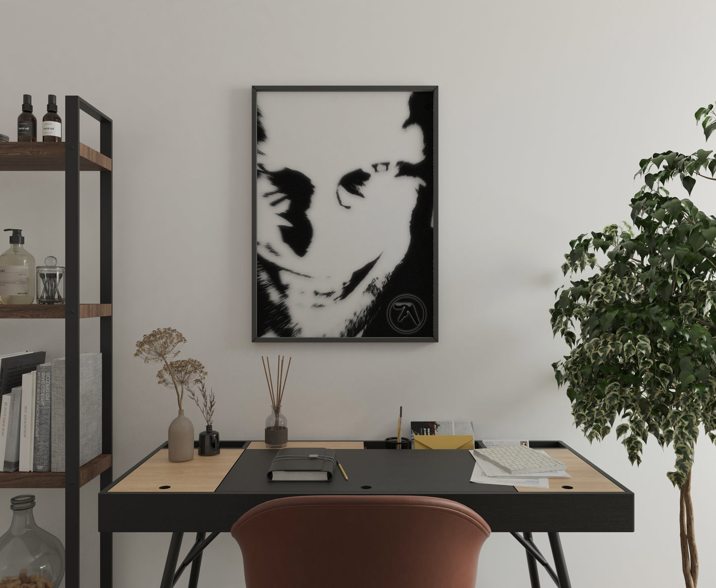 Electronic Music Album Cover Style Poster Print – Dark Portrait Wall Art for Modern Interiors