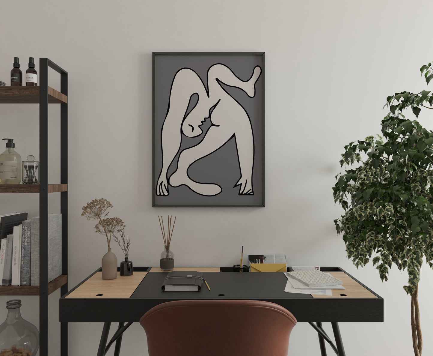 Cubist Acrobat Figure Wall Art – Modern Abstract Line Art Print (Picasso-Inspired)