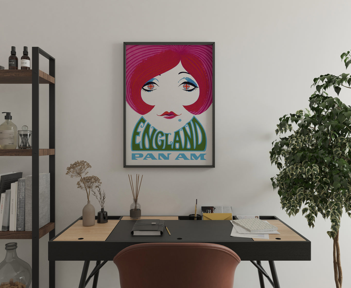 Vintage Aviation Travel Poster – England Airline Retro Wall Art Print