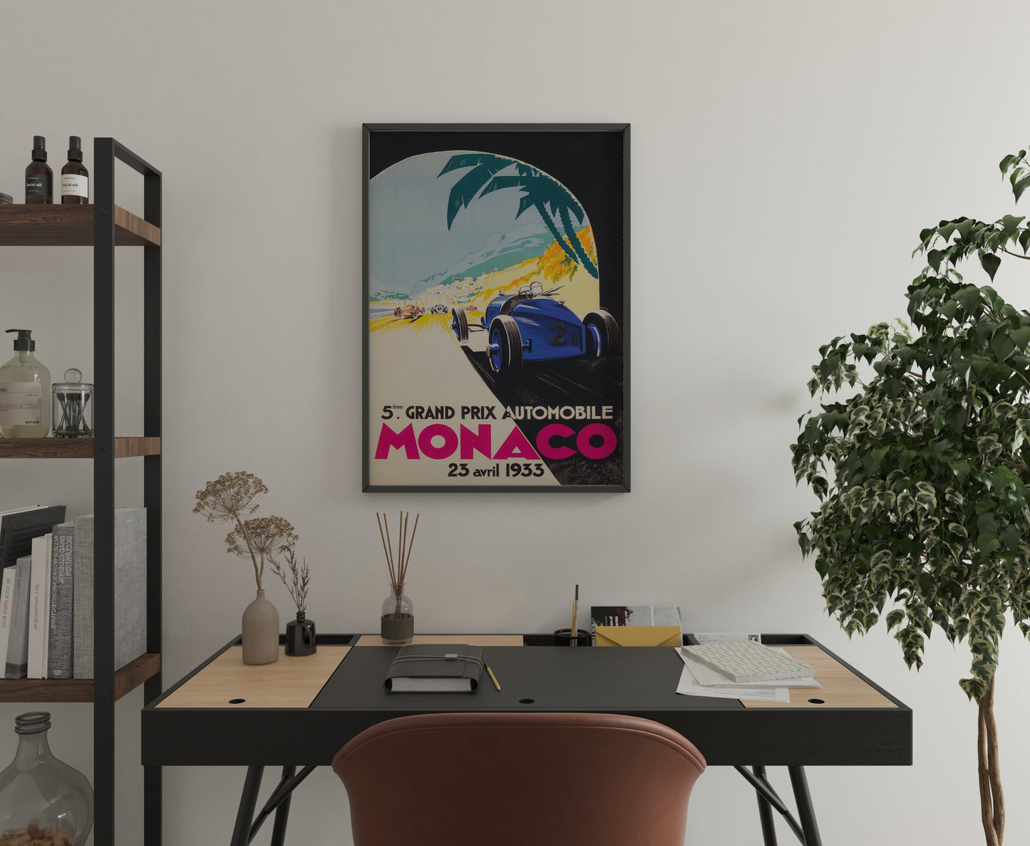 Vintage Monaco Grand Prix Inspired Poster Print – Classic Motorsport Wall Art for Office, Living Room & Home Decor