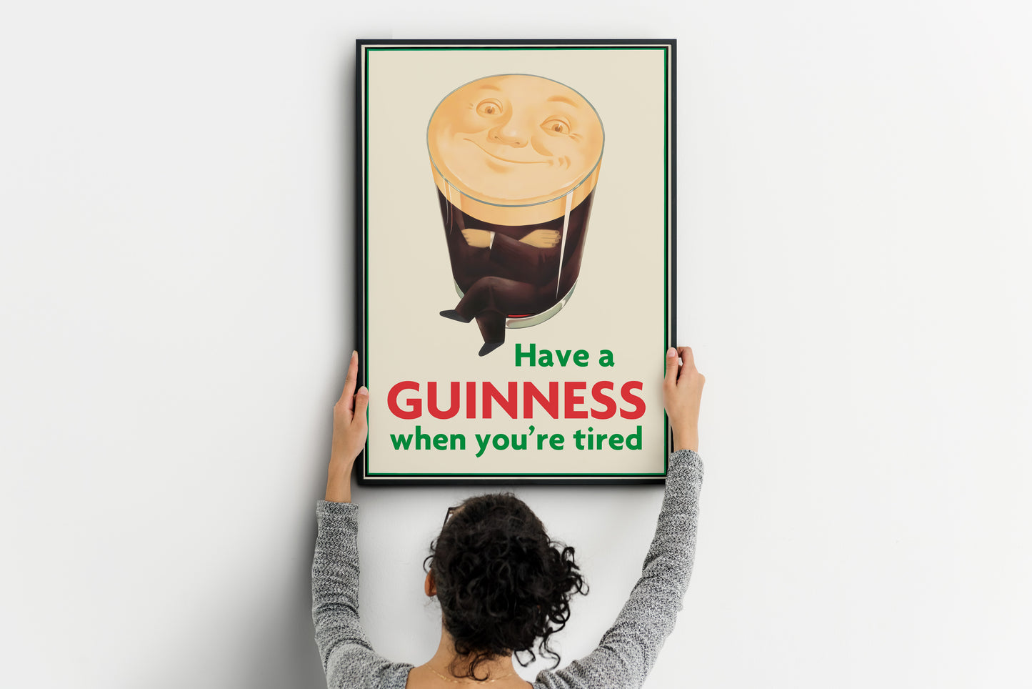 Vintage Beer Poster Print – Guinness Inspired Advertising Wall Art for Home Bar Kitchen Decor