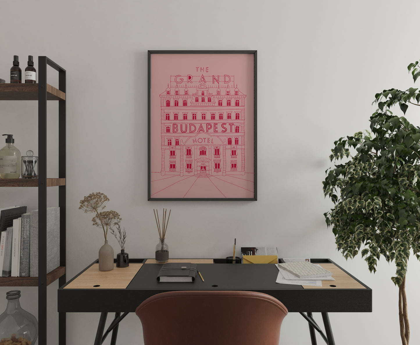 The Grand Budapest Hotel Poster – Pink Architectural Movie Wall Art Print