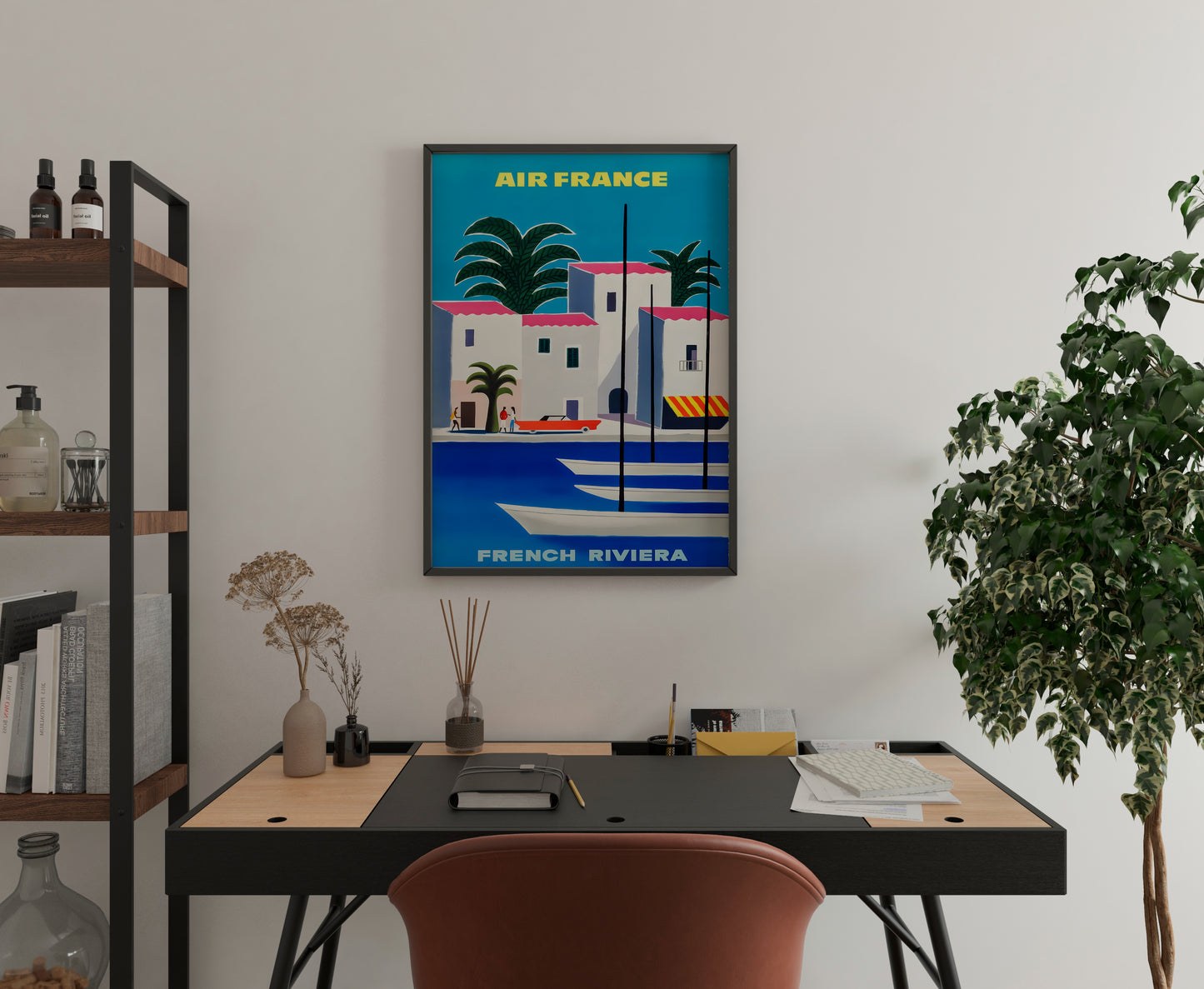 Air France French Riviera Poster | Vintage Travel Wall Art | Living Room Decor