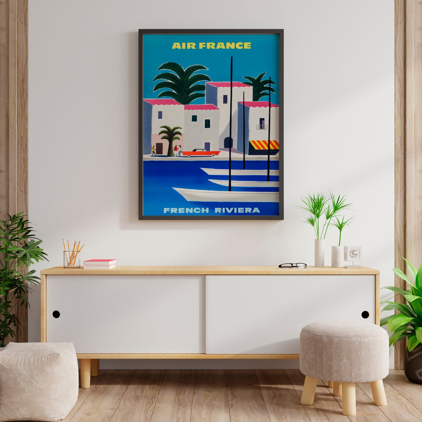 Air France French Riviera Poster | Vintage Travel Wall Art | Living Room Decor