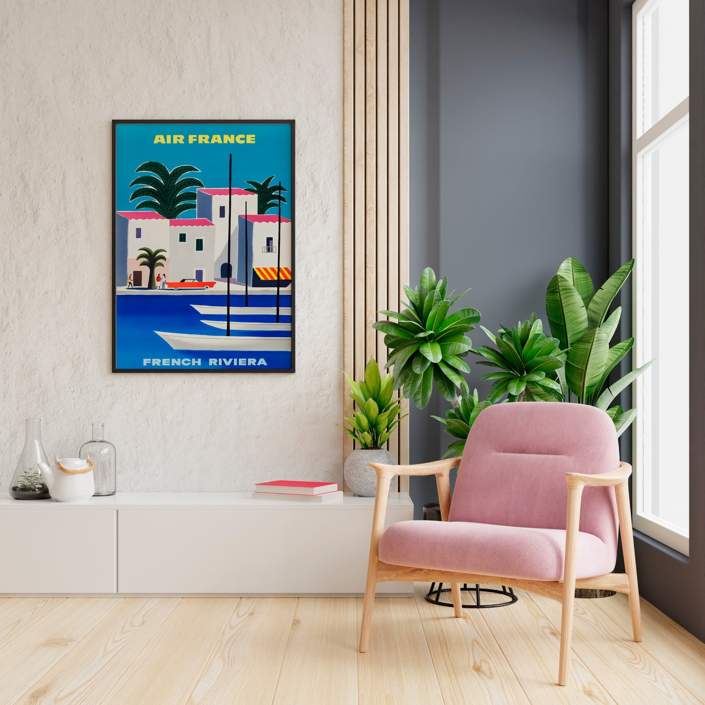 Air France French Riviera Poster | Vintage Travel Wall Art | Living Room Decor