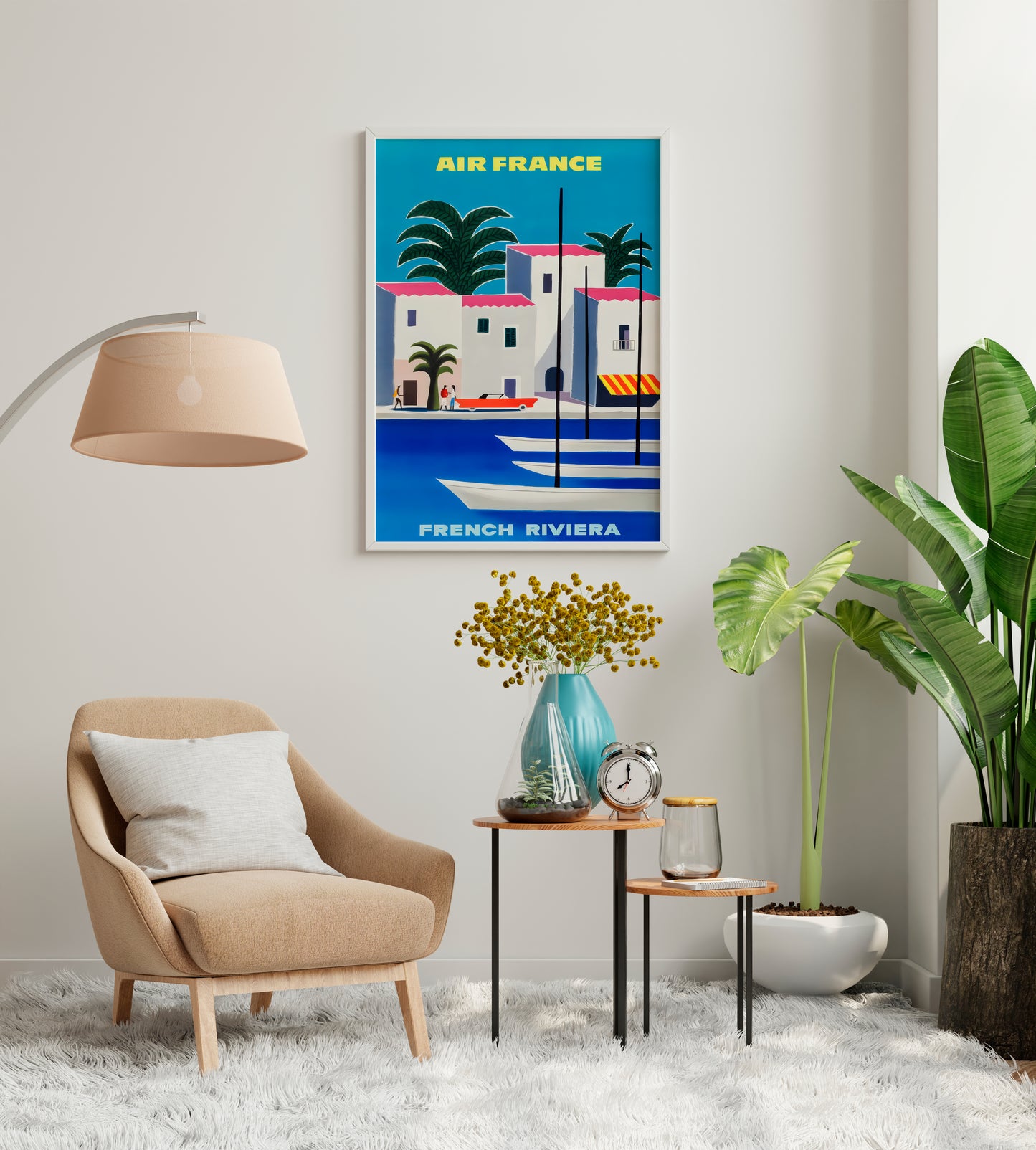 Air France French Riviera Poster | Vintage Travel Wall Art | Living Room Decor