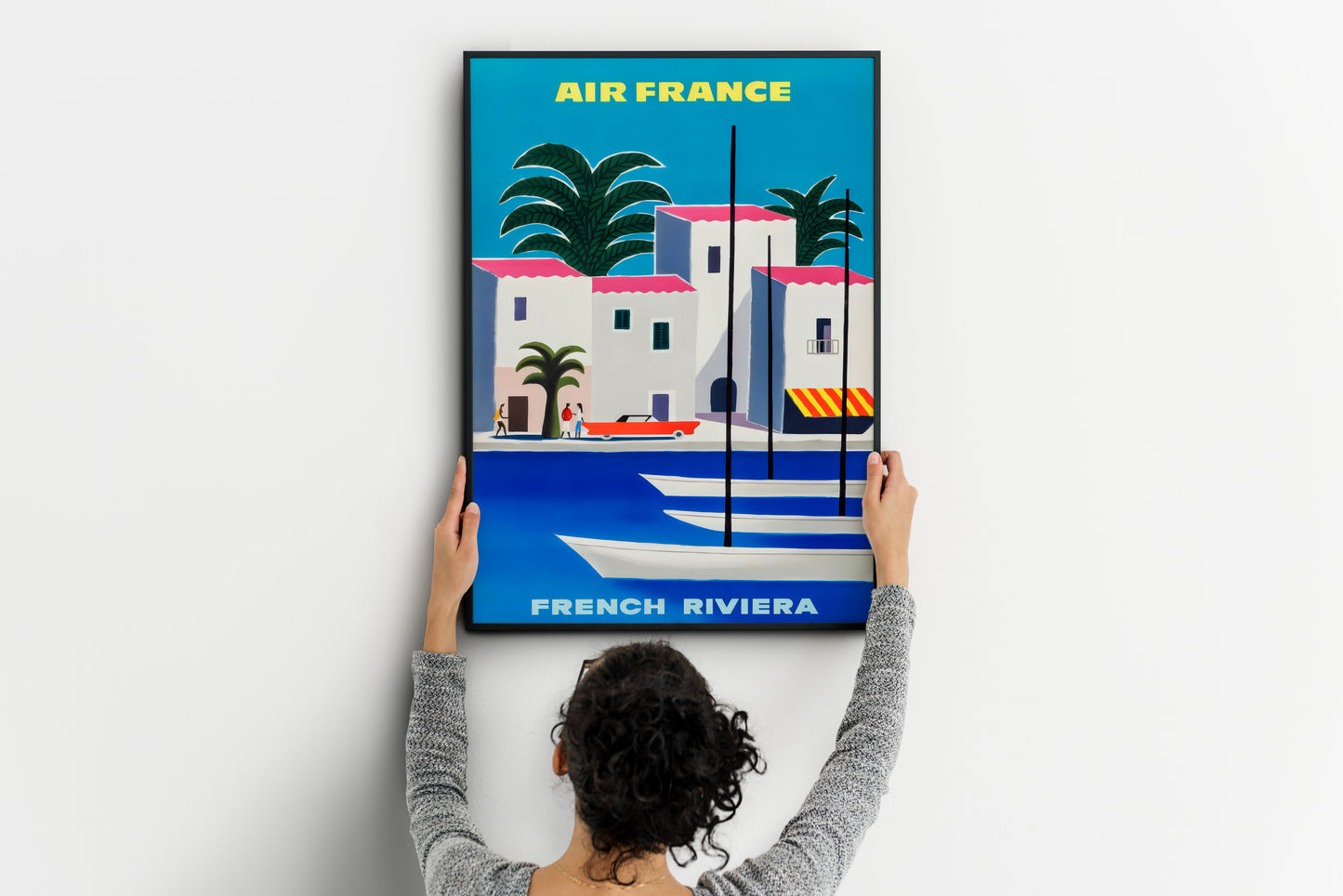 Air France French Riviera Poster | Vintage Travel Wall Art | Living Room Decor