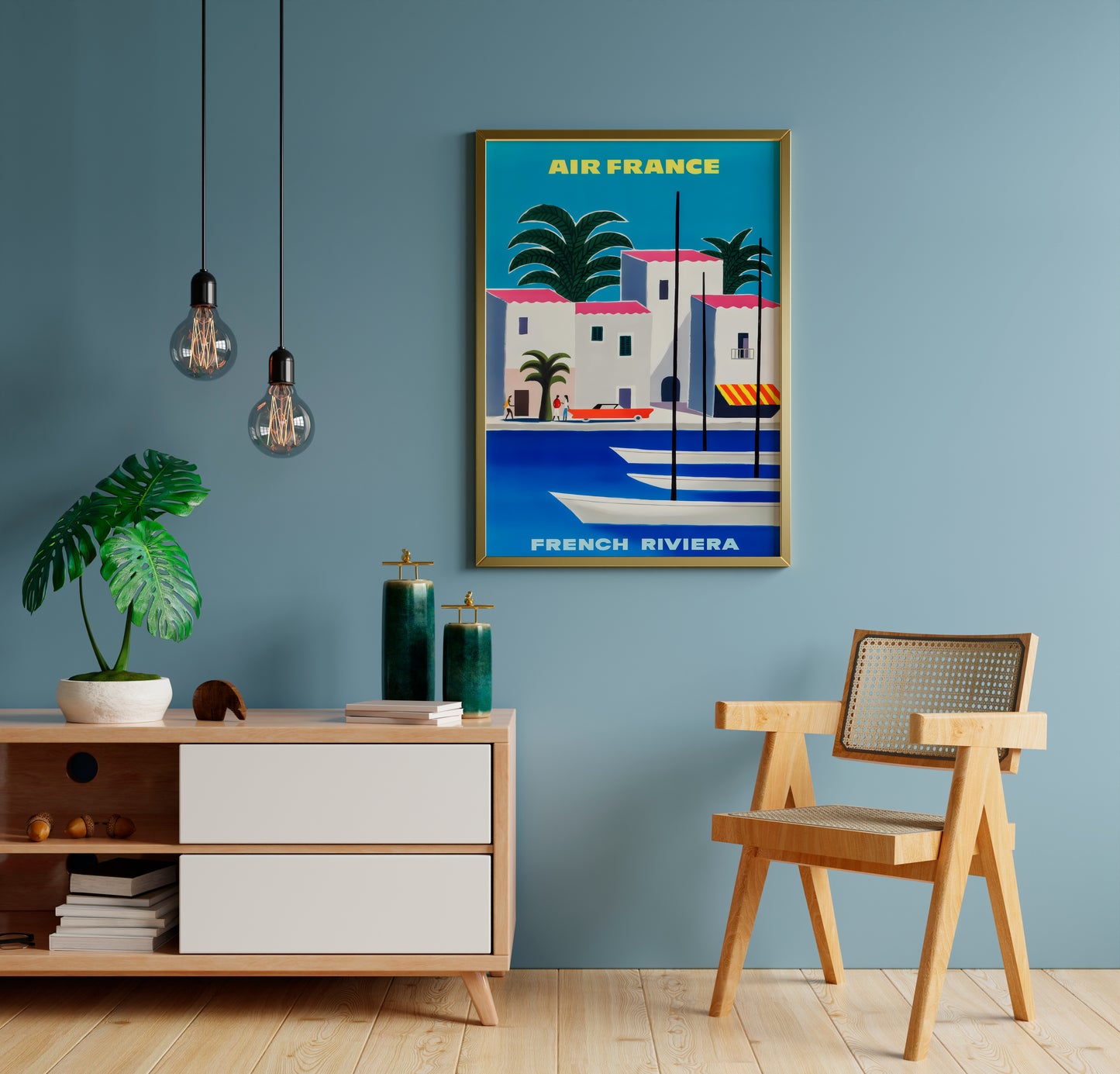Air France French Riviera Poster | Vintage Travel Wall Art | Living Room Decor
