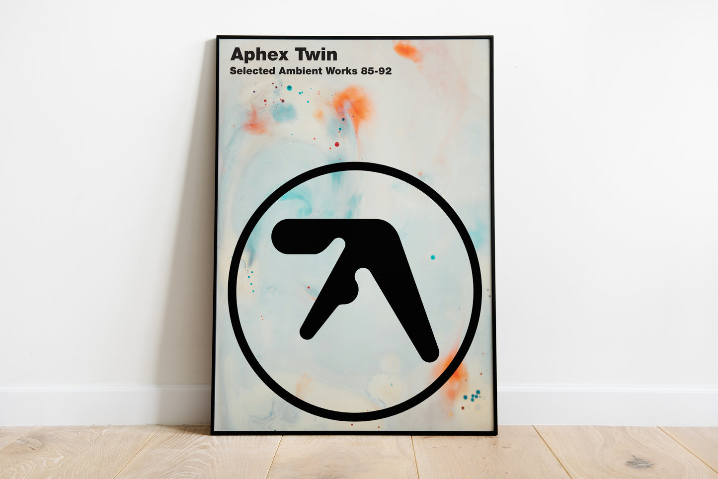 Aphex Twin Selected Ambient Works poster with pale abstract album cover artwork for music room wall art