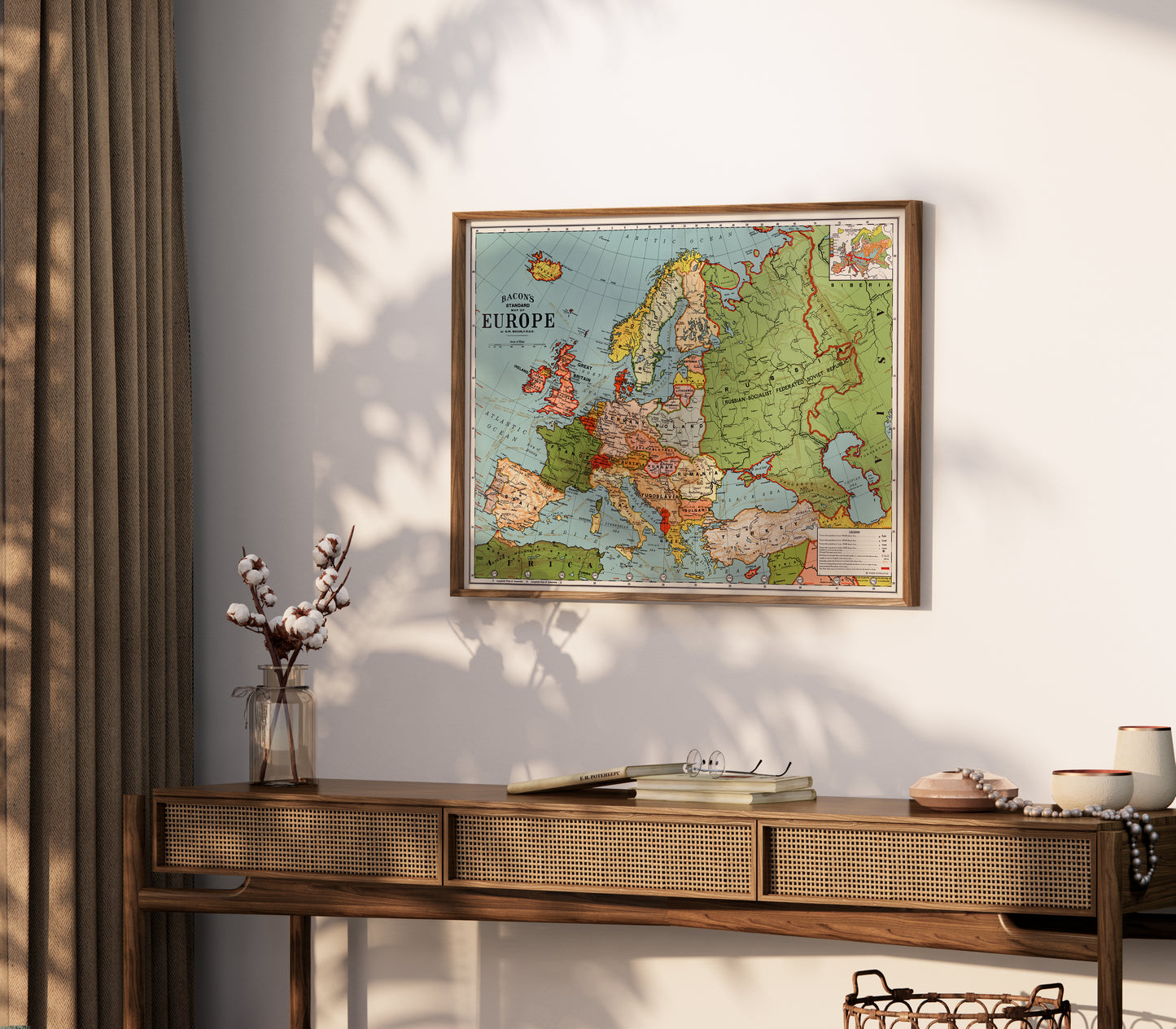 Bacon's Standard Map of Europe poster with classic Europe cartography