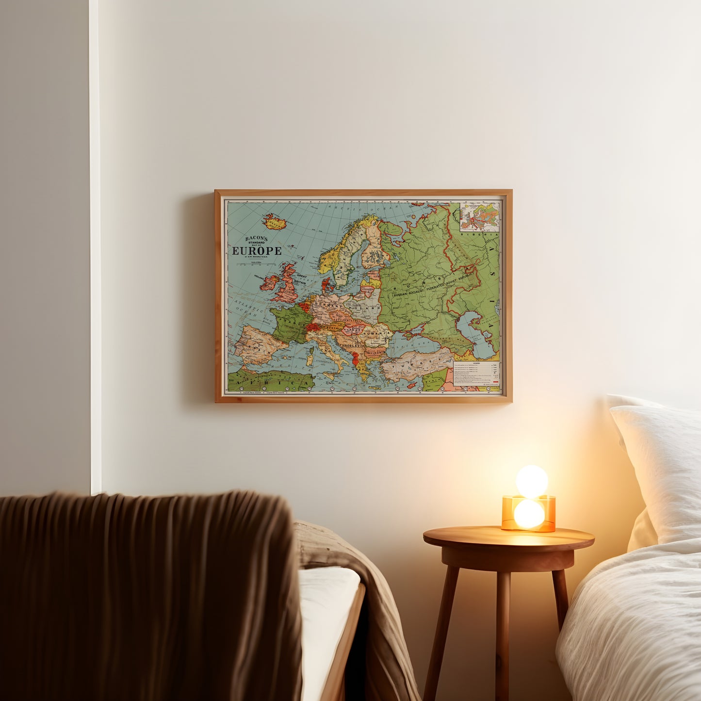 Historical Bacon's Standard Map of Europe poster for classic wall decor