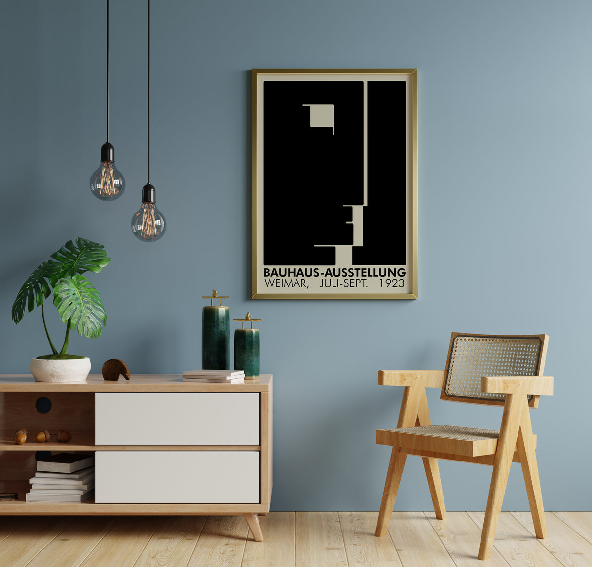 Bauhaus-Ausstellung Weimar poster in a modern living room