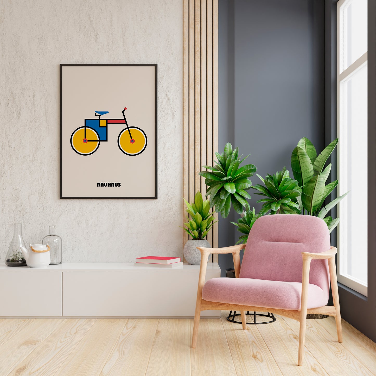 Bauhaus Bicycle Poster | Geometric Cycling Wall Art | Home Office Decor