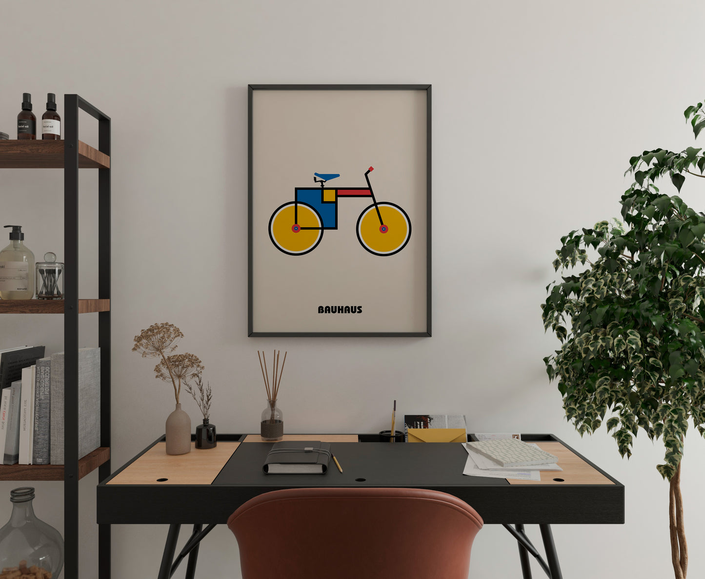 Bauhaus Bicycle Poster | Geometric Cycling Wall Art | Home Office Decor