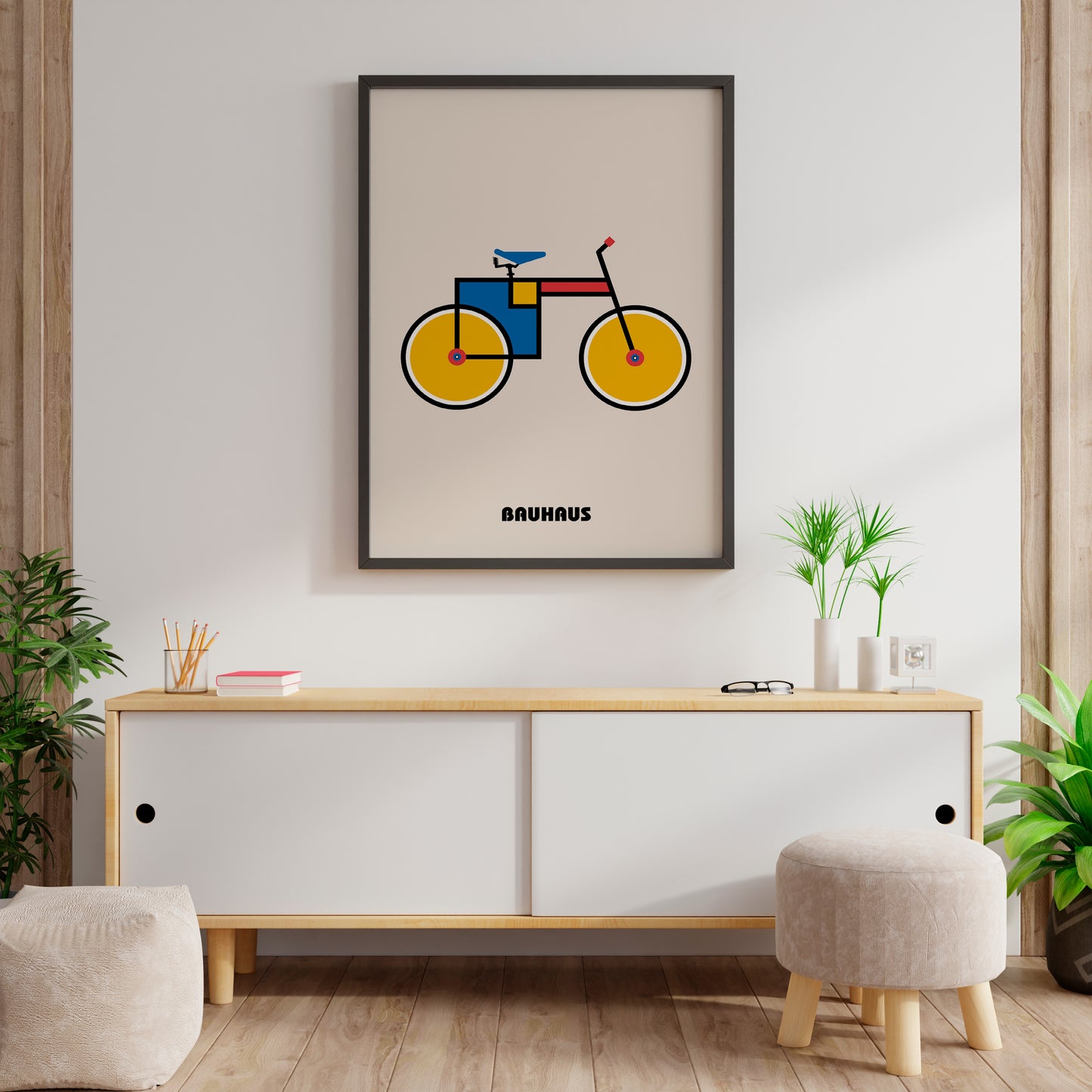 Bauhaus Bicycle Poster | Geometric Cycling Wall Art | Home Office Decor